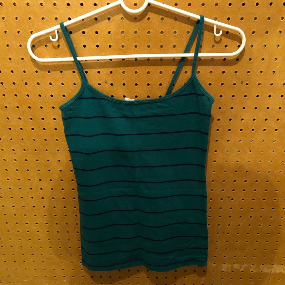 Forever 21 Striped Green and Dark Navy Camisole Tank Top